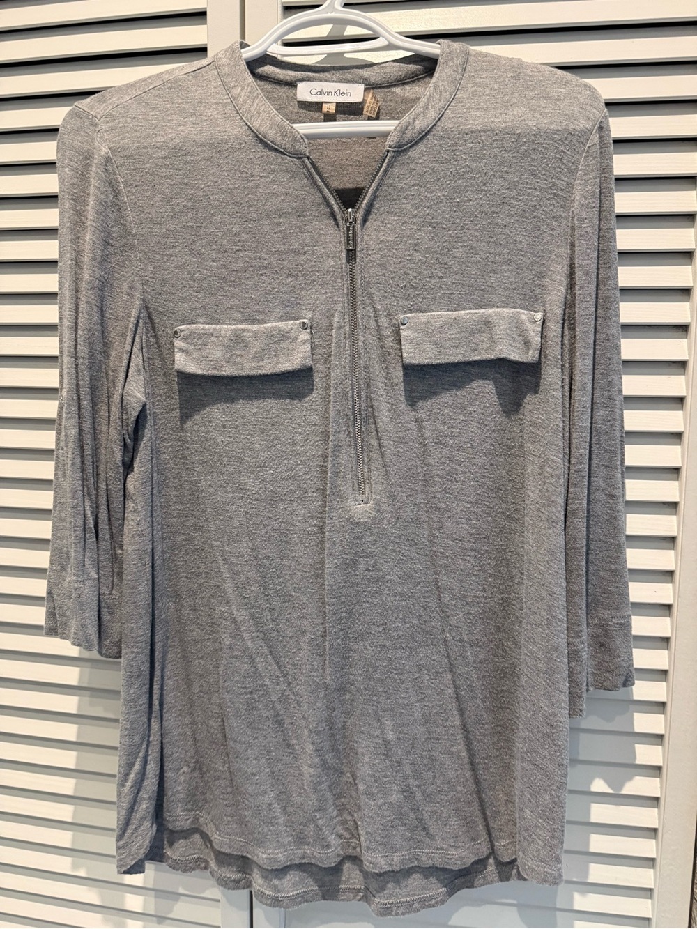 Calvin Klein Light Heather Gray Zip Top